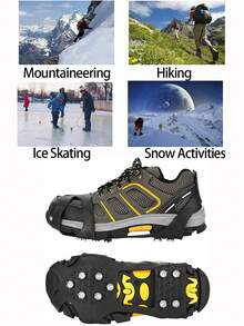 1 Pair 10-Teeth Anti-Slip Snow And Ice Gripper Crampons With Adjustable Straps, Suitable For Hiking, Ice Climbing, Winter Walking - Fits Over Shoes To Enhance Traction On Icy Surfaces And Prevent Slipping - Multicolor - View 5