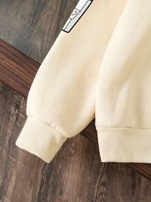 Cartoon Cat Pattern Warm Long Sleeve Casual Sweatshirt For Young Girls - Apricot - View 5