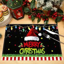 1/4/6 Stücke Leinen Weihnachtsszene Tischset, Landhausstil Winter Weihnachten Feiertag Heim Küche Tischdekoration. - Verschiedenfarbig - Übersicht 5