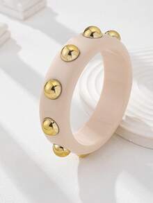 1 pieza Brazalete de puño grueso de diseño minimalista y de moda, Set de brazaletes de resina con diseño de cúpula estilo americano europeo, Brazalete de forma asimétrica de gota de agua