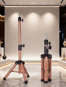 55 Inch Adjustable Aluminum Wig Stand Tripod With Rotatable Metal Head, Heavy Duty Wig Display Stand For Hairstyling And Exhibition - Multicolor - View 2