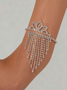 1pc Silver Personalized Fashion Multi-Layer Tassel Rhinestone Arm Bracelet Chain, Body Jewelry For Party