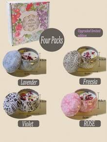 4/1Scented Candle Set With Colorful Box, Multiple Scent Combinations, Pleasant & Rich Fragrance, Smokeless, Long Burning Time - Christmas Gift Ideal For Family & Friends,Christmas Candle,Gift Sets For Women For Wedding, Birthday, Festivals, Wedding Souvenirs,Aromatherapy Candles For Home,Candle Present For Men And Women, For Birthday Christmas Day Yoga Bath, Valentine's Day Gift, Home, Hotel Decoration, Retro Pattern Design, Soy Wax,
