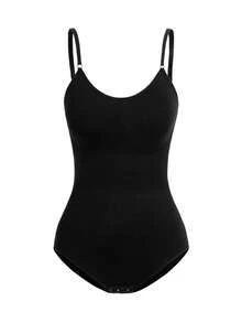 Women's Plus Size Seamless Shapewear Bodysuit Tummy Control And Butt Lifting Full Body Shaper Compression Slimming Bodysuit For Everyday Wear And Postpartum Recovery - 黑色 - 查看 2