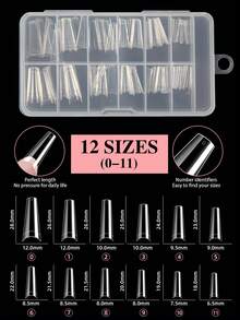 120 片半哑光半覆盖杏仁形假指甲，多角度展示亚克力指甲片，边缘较薄，贴合自然，前端较厚，经久耐用