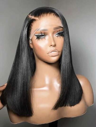 MECRY Human Hair Wigs Glueless 5x5 Wig And 13x6 HD Lace Front Wig Brazilian Virgin Blended Human Hair Front Lace 200% Density Long Straight Blended Human Hair - 13x4 Pre Bleached Knots & Natural Hairline - No Glue Needed For Instant Wear - Multiple Sizes For Natural Look With Baby Hair For Women