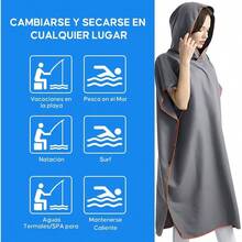 Poncho de Surf Con Capucha de Microfibra - Toalla De Playa Absorbente De 110 X 80cm, Para Cambiarse Para Mujeres y Hombres en Playa y Natacin - Gris - gris - Ver 3