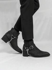 Men's Fashion Western Boots | Retro Embroidered Design With Chunky Heel | Durable For Daily Walking | Ideal Father's Day Gift - màu đen - Xem 8