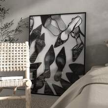 1幅黑白复古高跟鞋墙画，复古高跟鞋印花帆布画，奢华鞋履海报，斯德哥尔摩风格高跟鞋装饰画，适合客厅、卧室或办公室装饰，送她的礼物，可选无框或有框。 - 彩色 - 查看 5