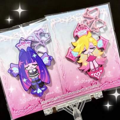 Panty & Stocking Med Höfthållare Anime Nyckelring Herr Nyckelring För Kvinnor Mode Kawaii Figur Akryl Nyckelring Hänge Presenter