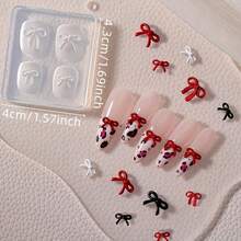 1 件装 美甲蝴蝶结郁金香模具 3D 雕刻弧形高透明硅胶模板