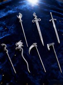 Spinka do włosów z sierpem ze stopu z 2025 roku, urocze akcesorium do włosów w kształcie smoka, przedłużka do koka, przyrząd do robienia koków, ozdoba do włosów w koku, szpilki do stylizacji włosów, szpilki do włosów, spinki do włosów