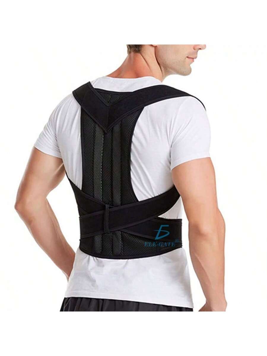 Corretor de postura ajustable para la espalda, color negro, talla M, para hombres y mujeres. Cinturón de soporte transpi