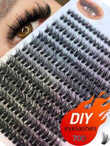 280pcs 70D Mix Cluster Eyelash, 0.07mm Thickness, D Curl, 8mm-16mm Mix Length, Natural Style Russian Flat Dense Fluffy Handmade Mink Eyelash Cluster For Halloween Theatrical Makeup, Festival Makeup, Christmas Makeup, Beginner Essential - D - 查看 2