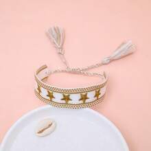 1pc Handmade Embroidered Pentagram Bracelet - Gold - View 2