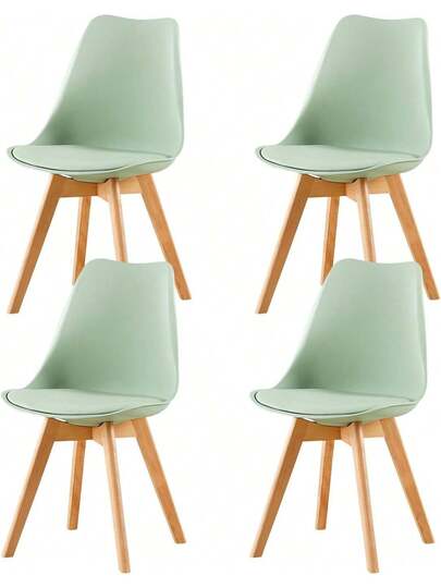 Set Of EGGREE Dining Chairs, Kitchen Chairs Wooden Legs, PU Leather Upholstered Office Moderne Gelato Groen