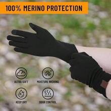 - Guante de lana merino, protector de esqu ligero con visualizacin tctil, capa base para hombres y mujeres - Grande - Ver 5