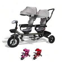 Triciclo para Niños Gemelar Doble Giratorio 360,Luz,Sonido - Gris - Ver 1