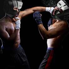 1 قطعة واقي رأس للملاكمة احترافي، مصنوع من جلد البولي يوريثان السميك، مناسب للبالغين والمراهقين، جنسي محايد، خوذة مغلقة الوجه للتدريب على الكاراتيه والملاكمة، تجهيزات واقية قوية للتايكوندو والملاكمة والفنون القتالية والمواي تاي والمصارعة المختلطة، متوفرة بمقاسات S/M/L، باللون الأسود والأحمر والأزرق والألوان الساطعة، رؤية واسعة، واقي - متعدد الألوان - مشاهدة 2