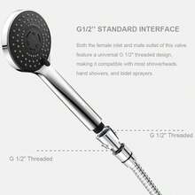 صمام إيقاف الدش قطعة واحدة، صمام تحكم في تدفق المياه عالمي بزر ضغط G1/2"، مناسب لذراع الدش والخراطيم أو فوهات المرحاض، اكسسوارات الحمام - فضي - مشاهدة 7