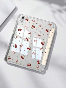 Cute Red Cherry Pattern Tablet Case Compatible With IPad Air 11-Inch M3 2025 / M2 2024, IPad Air 5th Generation 2022 , IPad (A16) 11 Inch 11th Generation 2025,Compatible With Samsung Galaxy Tab,Kindle Paperwhite 12th Gen 2024, Clear Back ,Fashion Pattern Protective Case,Automatic Sleep And Wake-Up Function, Airbag Protection, Suitable For Gifts And Office Use - Multicolor - View 3