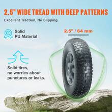 Solid PU Run-Flat Tire Wheel, 254 Mm, 2-Pack, 81.6 Kg Dynamic Load, 99.8 Kg Static Load, Flat Free Tubeless Tires And Wheels For Hand Truck, Utility Cart, Dollies, Garden Trailers, Various Carts - 10.0" X 10.0" X 2.5" - View 2
