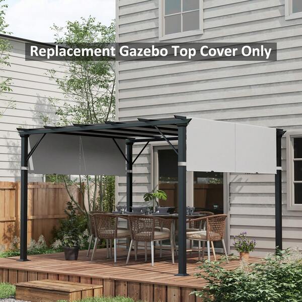 Outsunny 2 Pcs 16 X 4ft Pergola Canopy Replacement, UV Protection Pergola Shade Cover, Easy To Install, For 10 X 10ft Pergola, Cover ONLY, Light Grey
