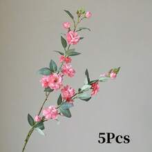 5 Pcs Decorative Plants, Dried Flowers, Fake Flowers For Wedding, Home, Party Decoration,Table Centerpiece Arrangement  Indoor Decor Window Tabletop Office Colorful - 深粉紅色 - 查看 2