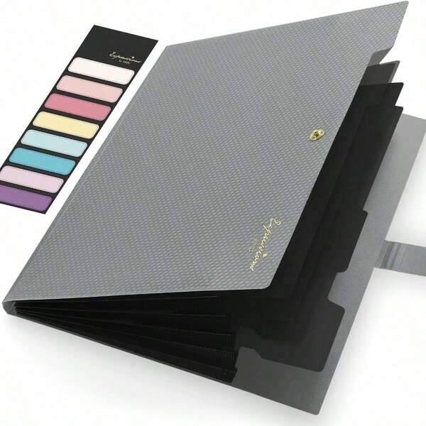 Carpeta de archivo expandible, carpetas de 5 bolsillos para documentos, organizador de papel portátil para útiles escolares y de oficina, tamaño A4