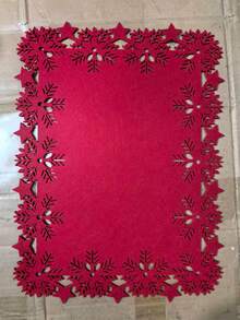 2 Stücke Weihnachtsdekoration, vintage Cut Out Wärmedämmung Platzset aus Untersetzer und Tischset, Hotel/Restaurant/Heim Esszimmermatte, rutschfeste Filz Tischdecke, Party Zubehör