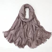 1pc New Fashionable Casual Soft Comfortable Breathable UV Protection Warm Scarf, Suitable For Daily Wear, Festivals And Celebrations, Autumn/Winter, 100% Cotton Material, Hand-Dyed, Solid Color Hijab Scarf For Women - Multicolor - View 29
