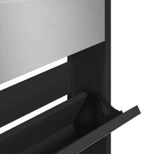vidaXL Schuhschrank Mit Spiegel 5 Fächer Schwarz 63x17x169,5 Cm - 黑色 - 查看 10