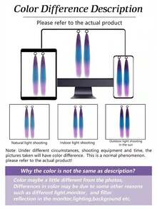 2pcs 26-Inch Halloween/Christmas Purple, Green, Blue, Pink, Red, Gold Colorful DIY Braiding Clip-In Hair Extensions, Synthetic Long Straight Hair, Heat Resistant Fluffy Ponytail Hair Pieces, Suitable For Women And Girls - Multicolor - View 10