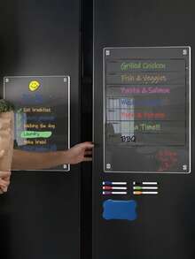 1pc Transparent/Black 20*30cm 15*20cm 3D Magnetic Acrylic Thickened Fridge Memo Board With Blackboard Eraser, Weekly/Monthly Planner, Rewritable Magnetic - Multicolor - View 3