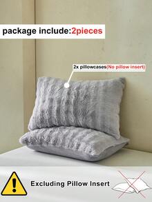 2pcs Faux Rabbit Fur Pillow Covers, Modern Luxury Winter Decorative Long Pillow Shams, Soft Warm Washable For Bed And Sofa, Without Pillow Insert - Light Grey - View 4