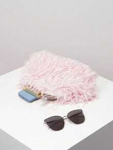 MICHELLE BAG Dopamine Style Clutch Bag, Y2k Plush Handheld Bag, Candy-Colored Women's Handbag, Cute & Attractive Girl's Wallet, Fashionable Clutch Bags For Woman - Màu Hồng baby - Xem 6