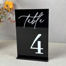金色亚克力镜面数字桌牌，12*18厘米婚礼桌号，带支架 - 彩色 - 查看 8
