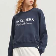 Skechers New Women's Crew Neck Knit Comfortable Pullover Sweatshirt - Dark Grey - View 1