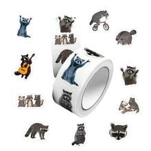 500 pegatinas de mapache en rollo mega - Libro de pegatinas de vinilo con mapaches, mapaches sonrientes y saludando, en formas irregulares (sin bordes cortados) para scrapbook, diario, portátil, teléfono, monopatín - Pegatinas de anime, animales divertidos