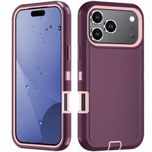 The All Inclusive Phone Case For  17/Apple  Air/16/15/14/13/12 Plus Pro Promax Is Designed With A Combination Of TPU And PC Materials. It Adopts A Double-Layer Design, Made Of TPU And PC, Providing Anti Slip And Shock Absorption Functions, Sturdy And Durable, And A Minimalist Protective Shell - màu đỏ tươi (tím) - Xem 2