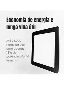 Luminária LED Embutir Quadrada 18W 6500K Preto Fosco - Preto - Visão 3