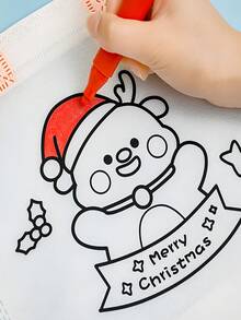 8个/12个手工DIY涂鸦绘画袋，配12支水彩笔，校园礼物卡通无纺布彩绘手提袋（手柄颜色随机，款式多样，完整图案详见详情图），4种图案：圣诞树、圣诞老人、圣诞驯鹿、雪人，适合圣诞节，可作为圣诞DIY礼物袋送给家人、孙辈、兄弟姐妹、挚友、同事、老师。 - 白色 - 查看 2
