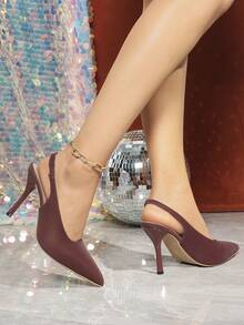 Elegante spitze Rückenfrei High Heel Schuhe, modisch für formelle Anlässe, Dates, Partys und leichte gesellige Ereignisse. Erhältlich in Weinrot, Schwarz und Weiß.