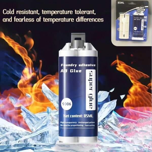 Agent de réparation métallique résistant à haute température, colle époxy AB - Adhésif de coulée polyvalent pour métal, électronique et machinerie endommagés - Résistant à la chaleur, non conducteur, 80g