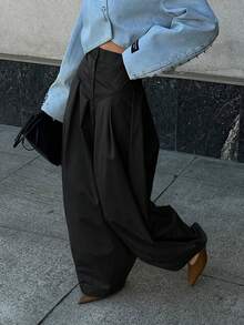 Women's Casual High Waist Zipper Front Carrot Pants, Suitable For Commuting In Autumn Black Spring - Black - View 4