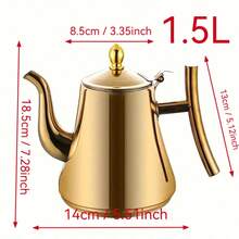 An Elegant Gold Stainless Steel Teapot And Coffee Maker Set With Removable Filter - 1L~1.5L Capacity, Heat-Resistant, Suitable For Home And Restaurant Use - A Complete Tea And Coffee Cooking Set, Teapot Kettle Set - Gold - View 12