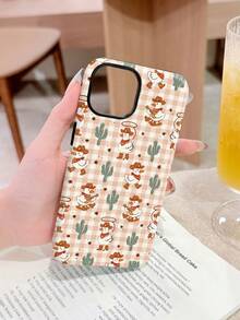 1pc Western Cowboy Style Plaid Bandana, Cartoon Duck & Cactus Pattern Glossy 2-In-1 Soft Film Full Coverage Phone Case For Samsung/ 11/12/13/14/15/16/17 Pro Max - Multicolor - View 2