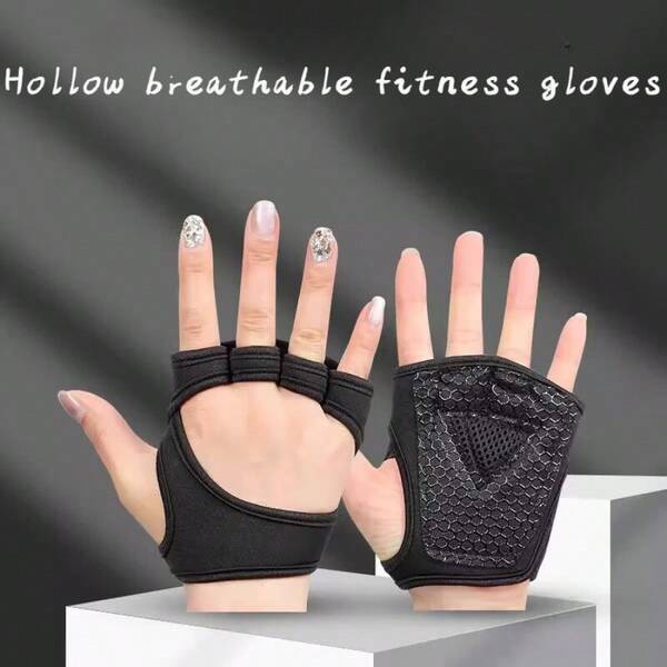 Un par de guantes de fitness, guantes antideslizantes, asistencia de entrenamiento de equipos, ciclismo, levantamiento de pesas, etc. Guantes de fitness transpirables y calados, antideslizantes y resistentes al desgaste