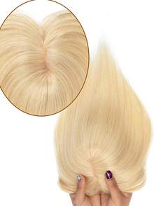 8*12 Inch Women Straight Bleached Blonde Clip-In Hair Extensions, Natural Looking Basic Hair Piece, Suitable For All Brown Hair Bangs, Can Modify Face Shape - S613 - 查看 4