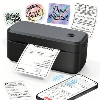  Marklife X4 美国 A 型插头黑色便携式热敏标签打印机 | 4x6 运输标签打印机 | 适用于家庭、运输标签打印机、标签制作器、办公室和商业 | 兼容手机和电脑